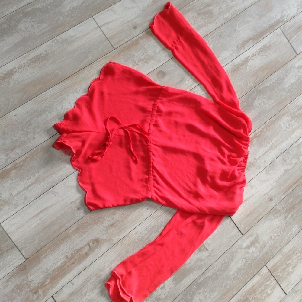 Coral scalloped romper